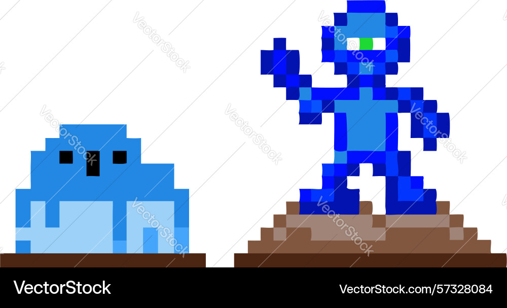 Pixelated retro robot character icon design vector image