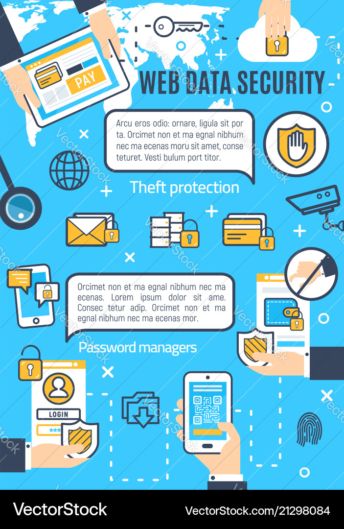Poster of web data and internet security Poster of web data and internet security vector image