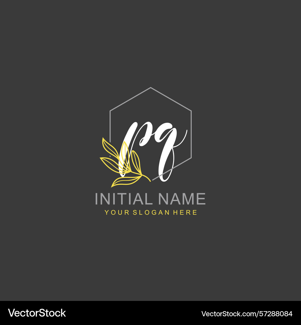 Pq initial logo templates with botanical elements Pq initial logo templates with botanical elements Vector Image