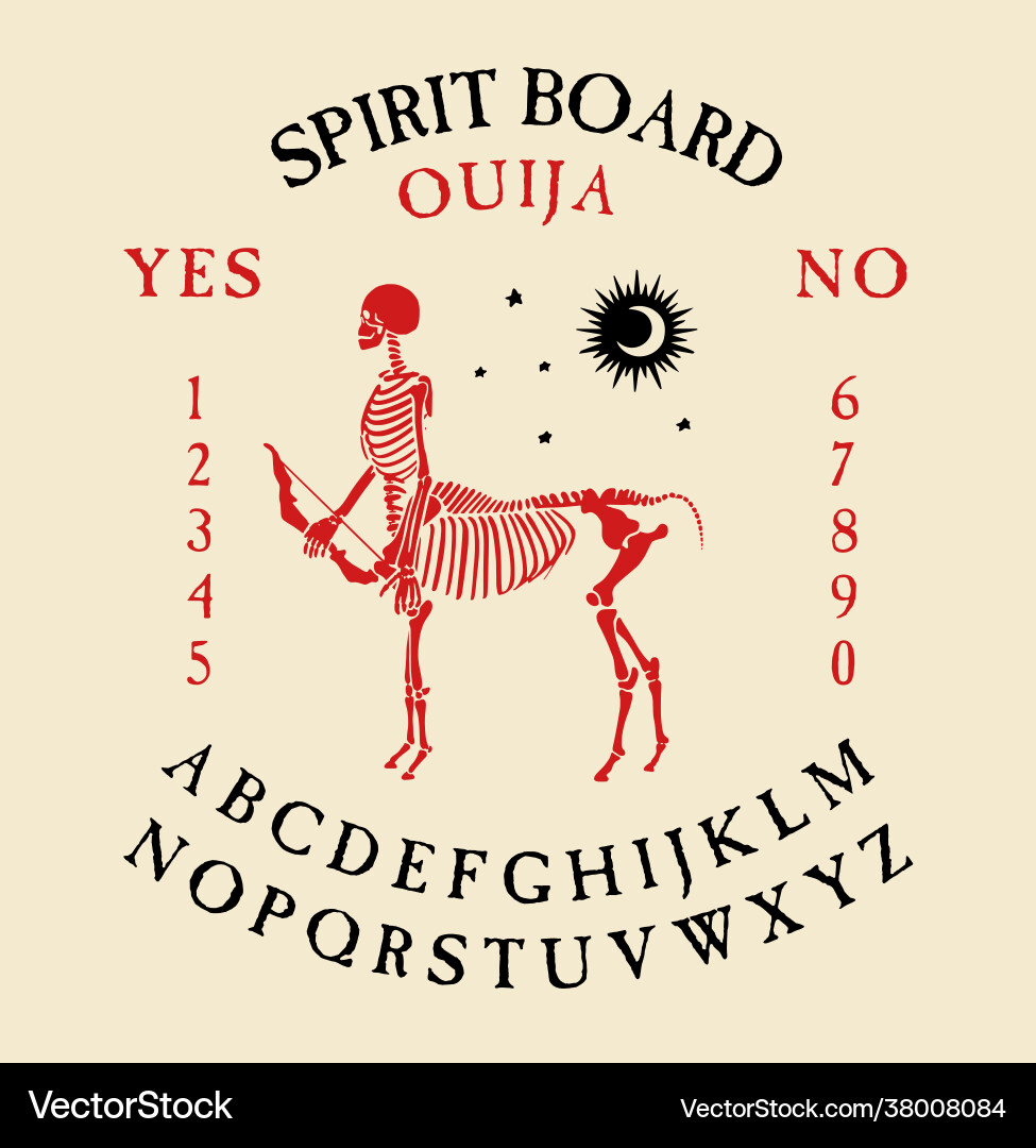 Spirit board ouija with skeletons vector image