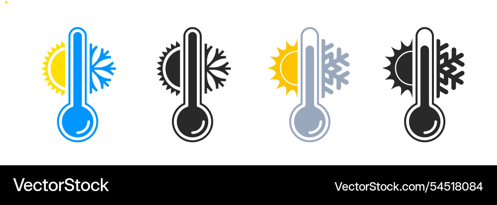 Thermometer icons with sun and snowflake buttons Thermometer icons with sun and snowflake buttons vector image