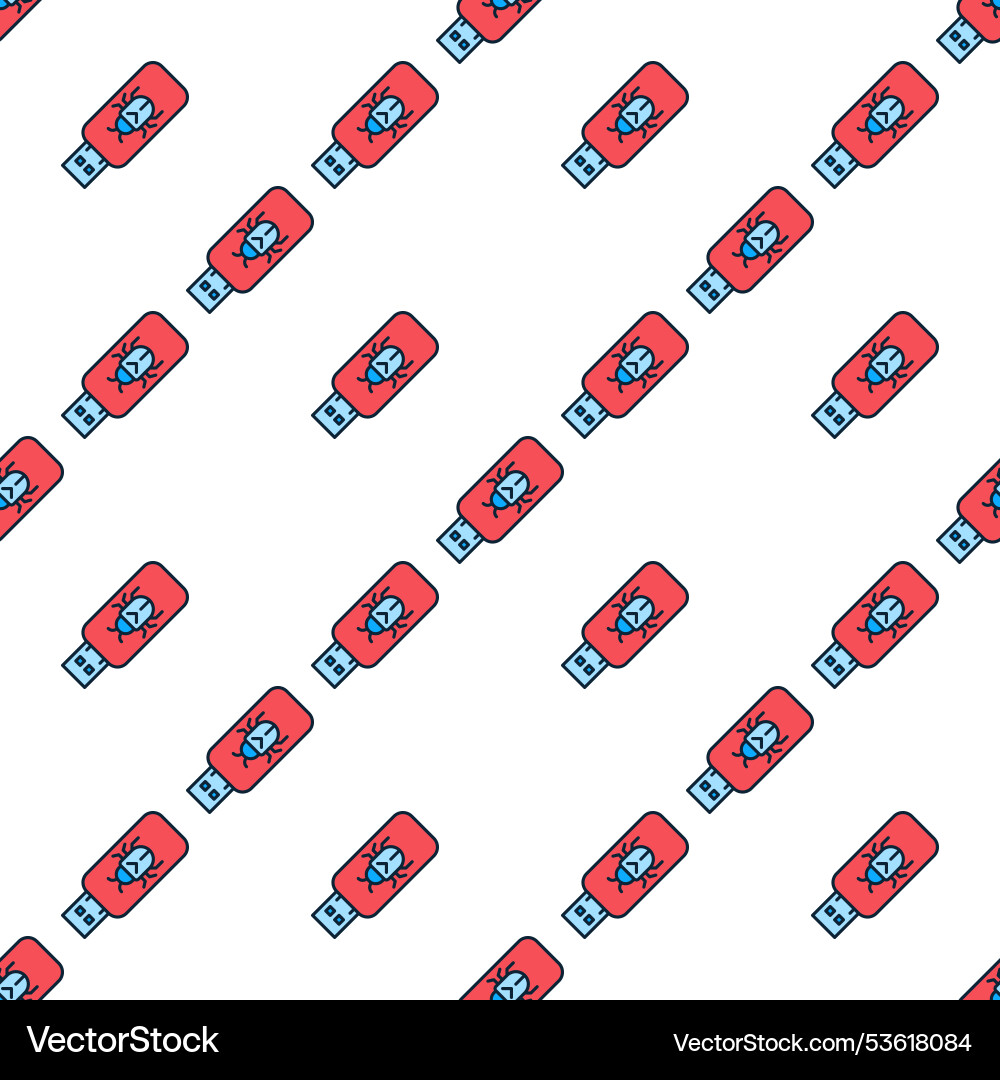 Usb with computer virus portable device colored Usb with computer virus portable device colored vector image
