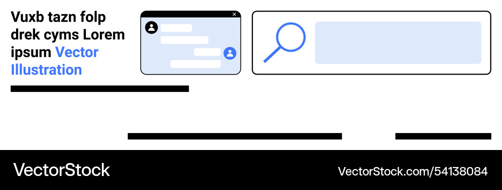 User interface with search bar and chat window User interface with search bar and chat window vector image