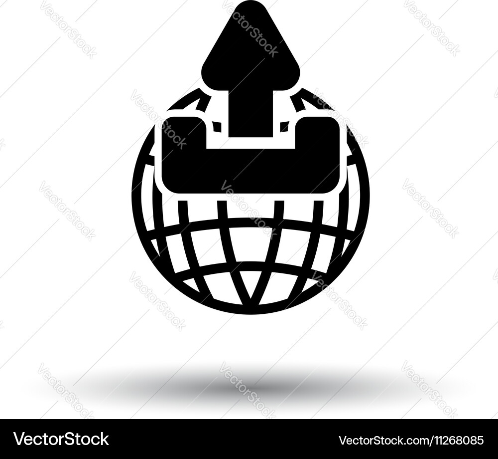 Globe with upload symbol icon Vector Image