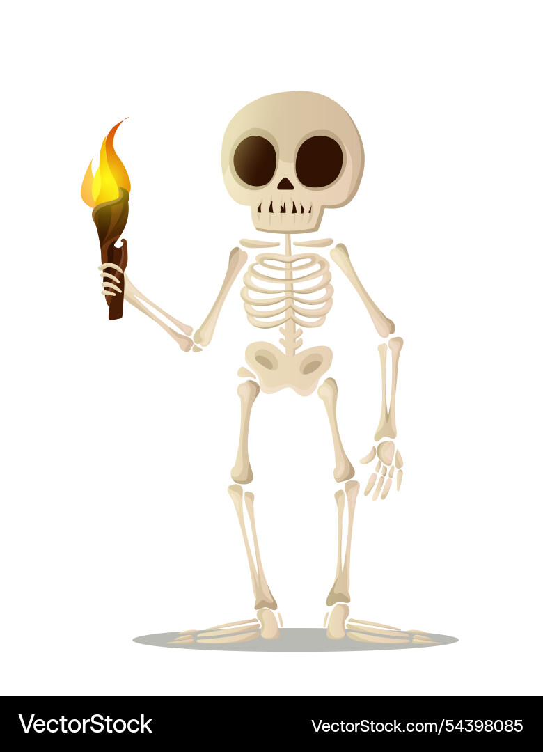 Halloween character concept skeleton with torch Vector Image