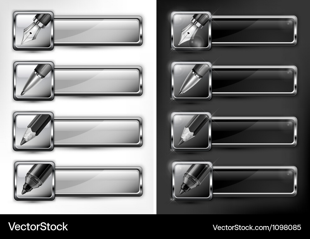 Pen icons set buttons Vector Image