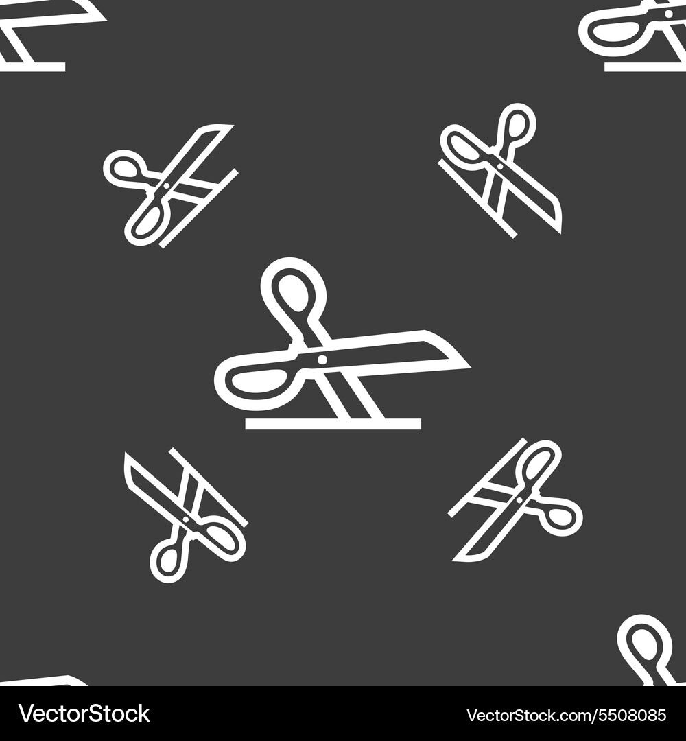 Scissors icon sign seamless pattern on a gray Vector Image