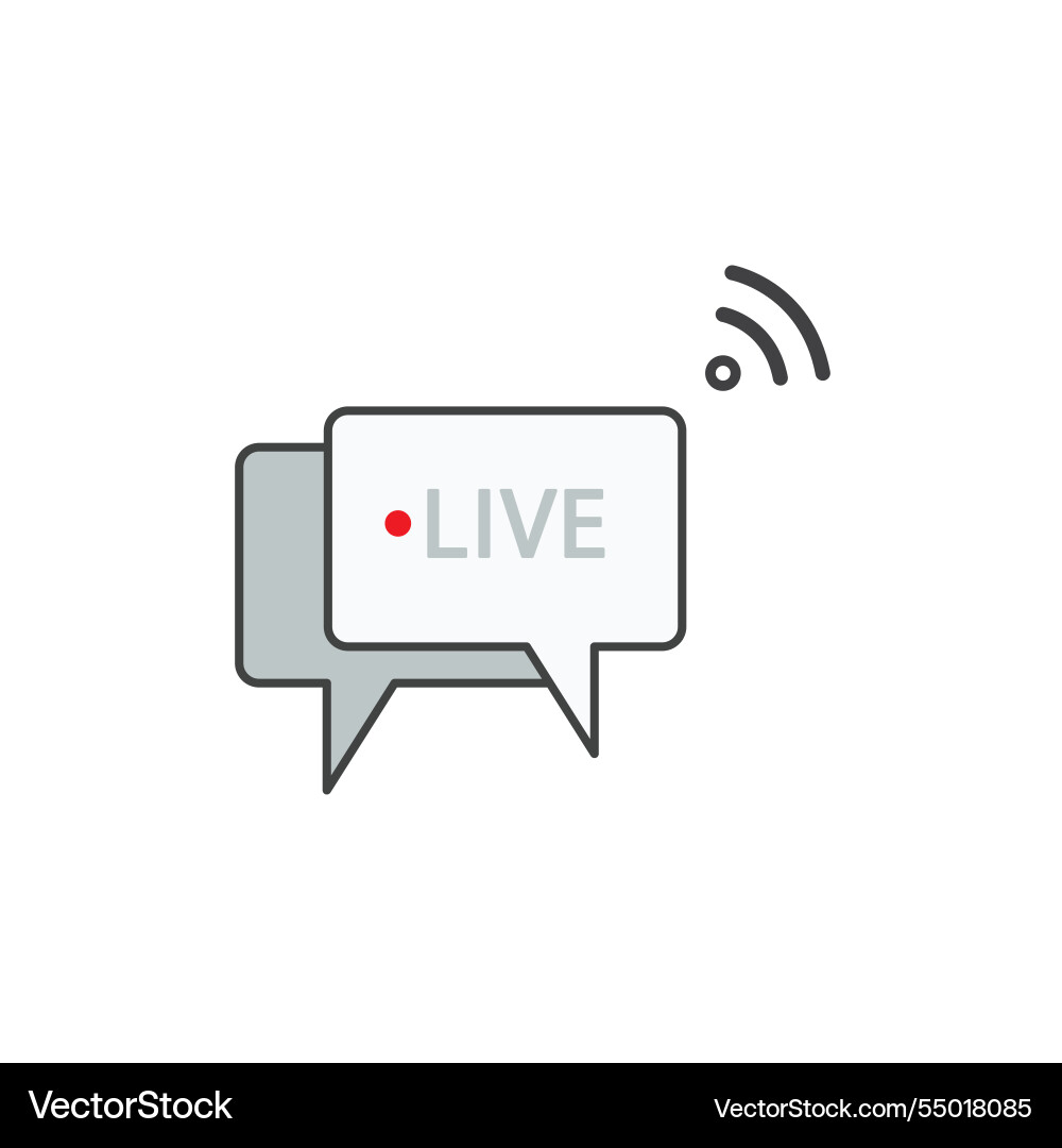 Two speech bubbles display live streaming Two speech bubbles display live streaming vector image
