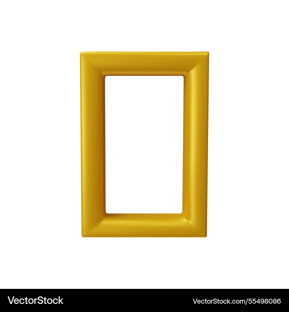 3d rectangle frame golden glossy window Vector Image