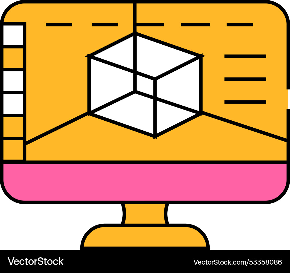 3d software icon color 3d software icon color vector image