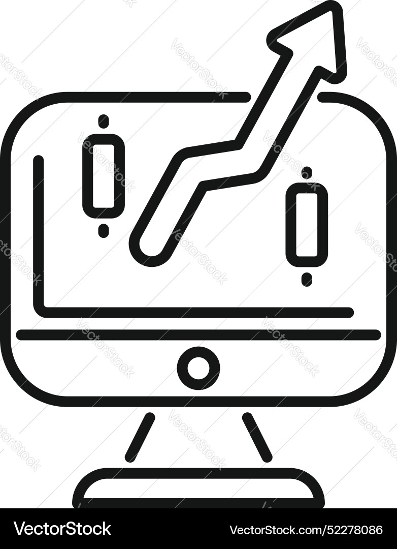 Computer showing growing chart representing online Computer showing growing chart representing online Vector Image