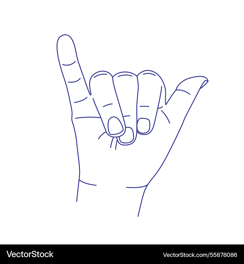 Hand gesture sign language contour index middle Vector Image