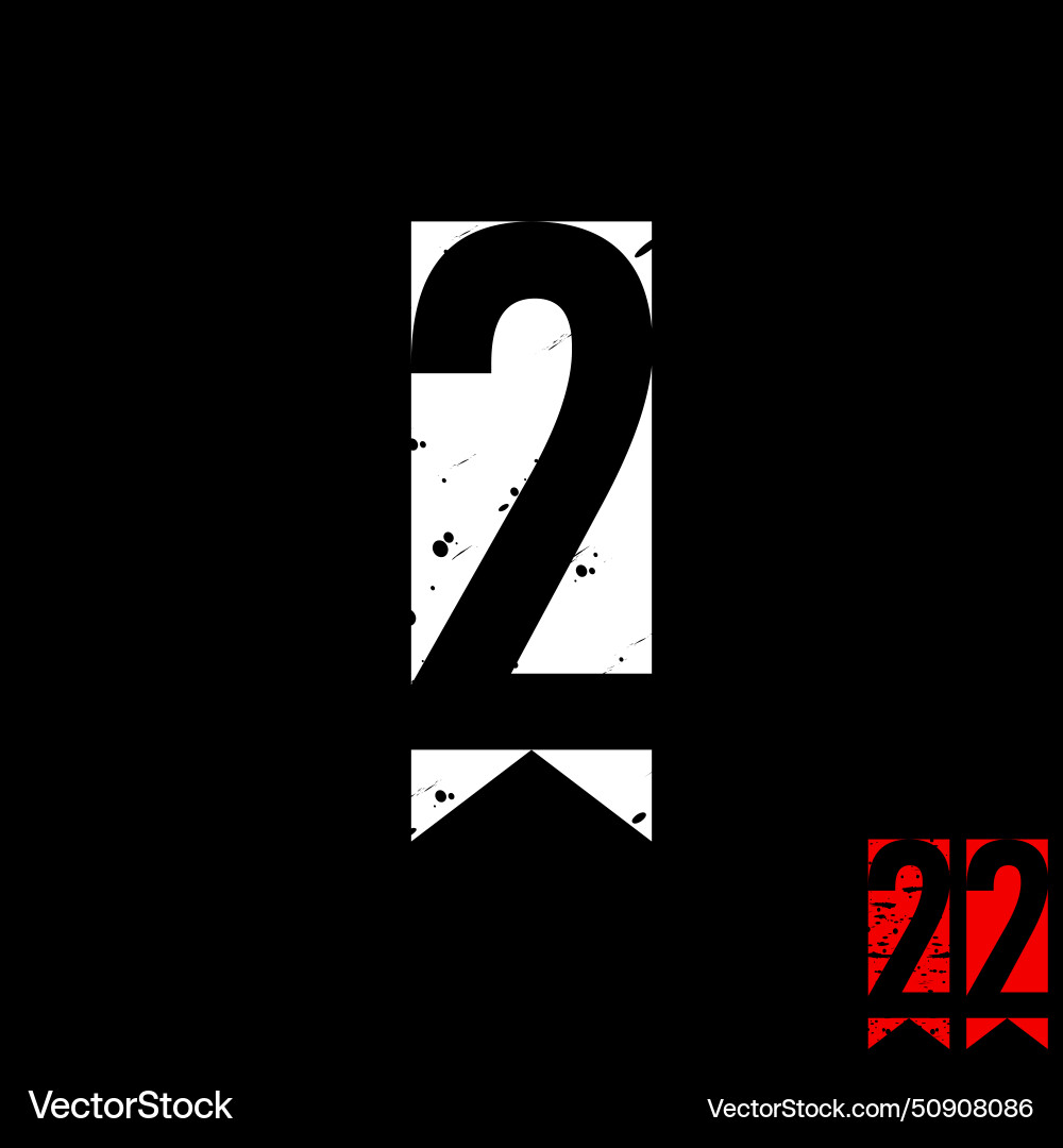 Initial number 2 font negative space veteran Initial number 2 font negative space veteran Vector Image