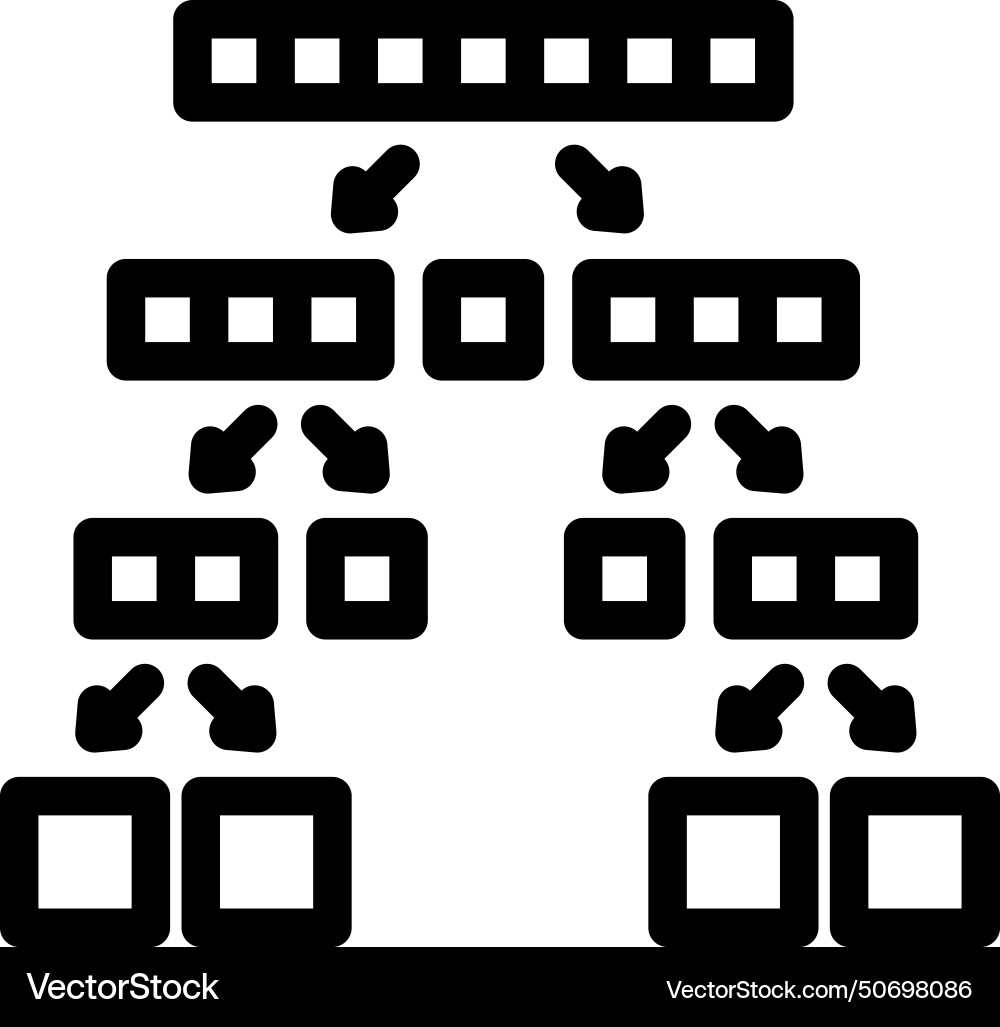 Quicksort algorithm line icon Quicksort algorithm line icon vektorbild