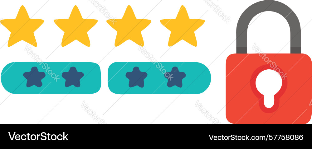 Secure review system icon with star rating design vector image