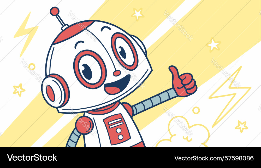 Thumbs-up robot character design generative ai vector image