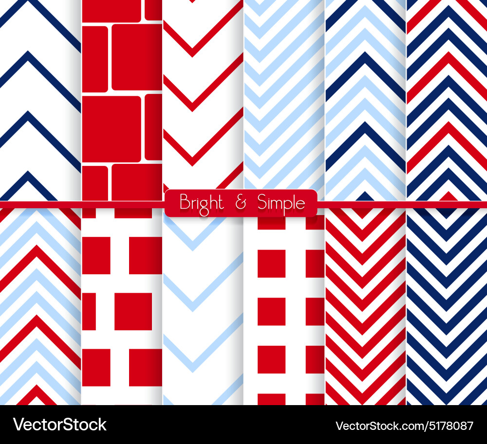 Bright and simple red blue squares pattern set vector image