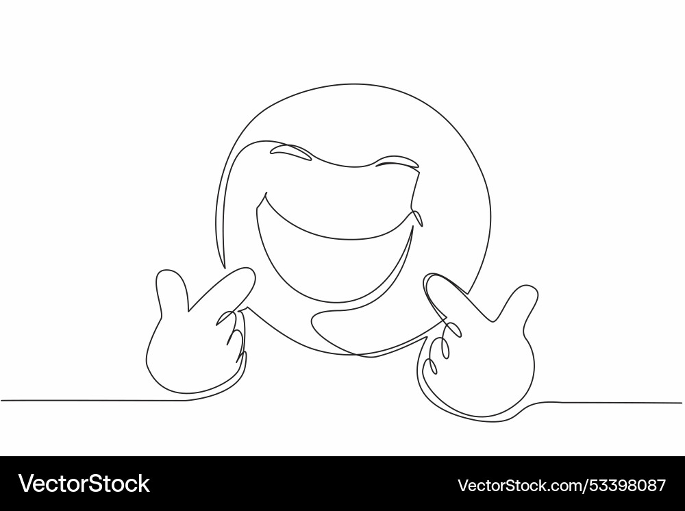 Continuous one line drawing emoticon pointing Continuous one line drawing emoticon pointing vector image