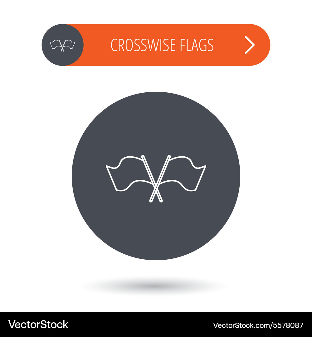 Crosswise waving flag icon location pointer Vector Image