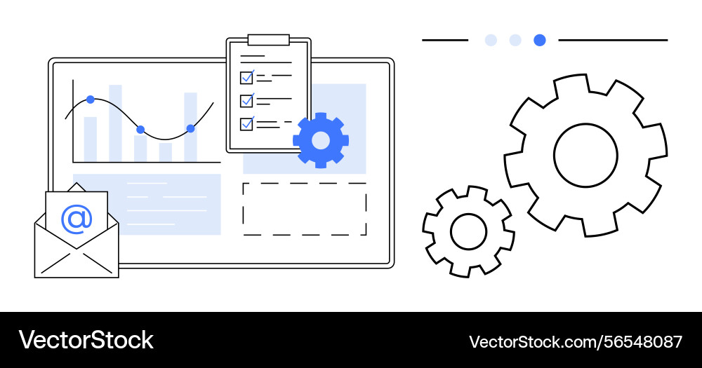 Data visualization with gears checklist email Data visualization with gears checklist email vector image