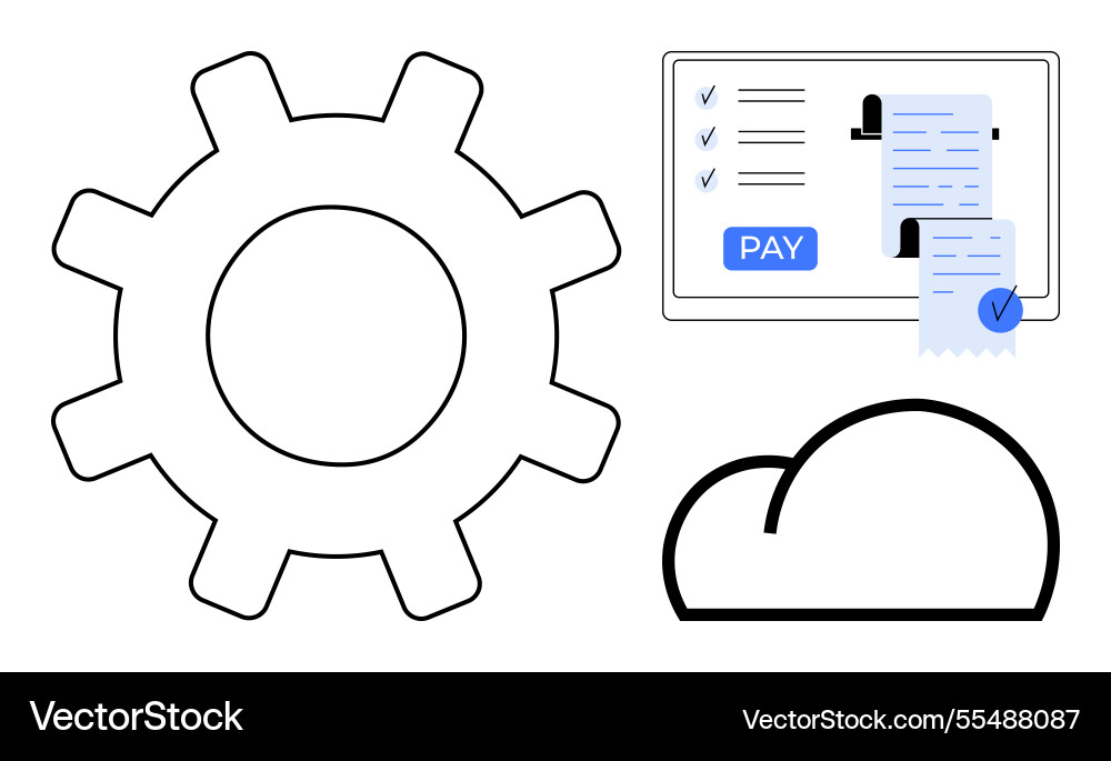 Digital payment processing and cloud integration Digital payment processing and cloud integration vector image