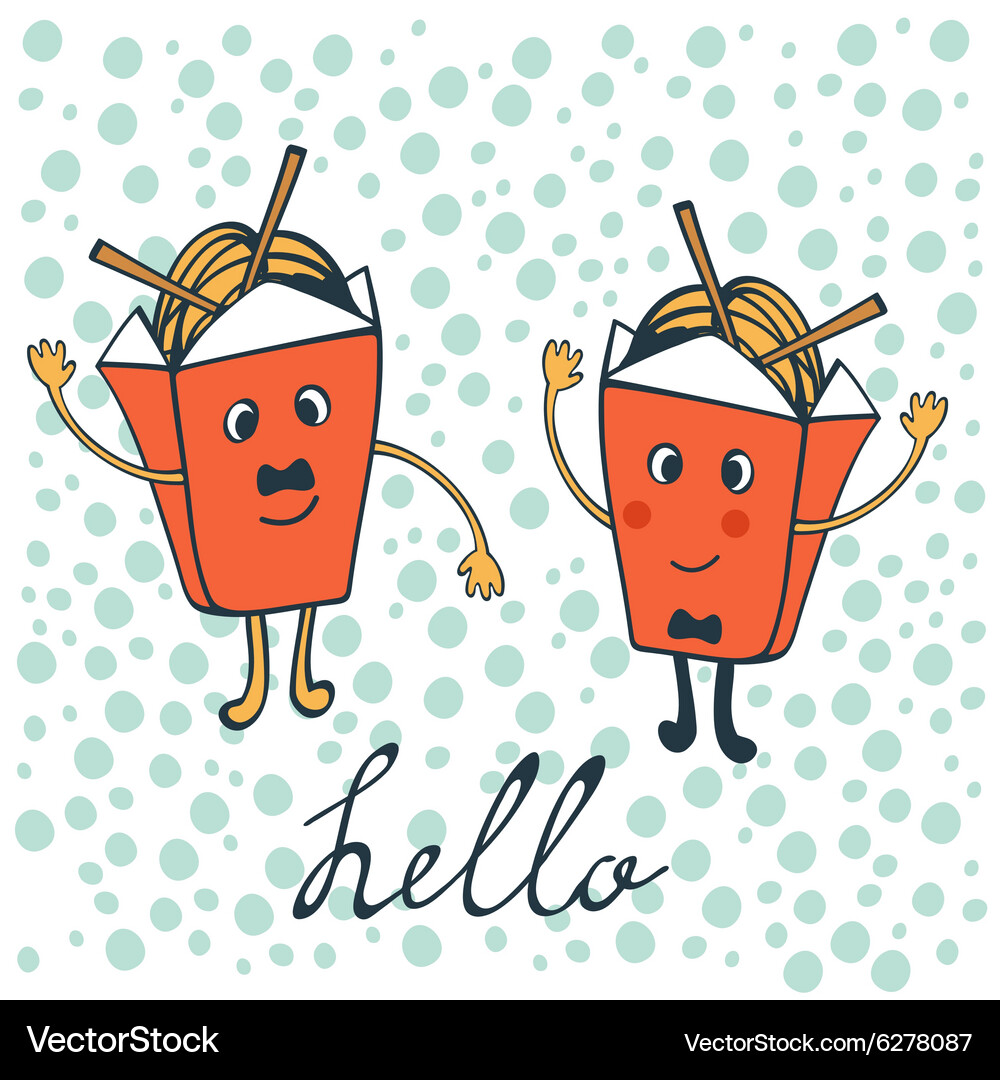 Hello card with funny characters Vector Image