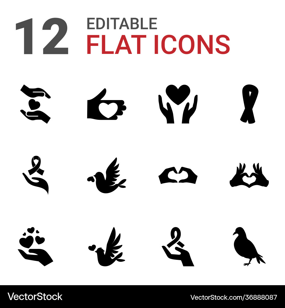 Hope & Love Icons - Heart & Bird Vector Image