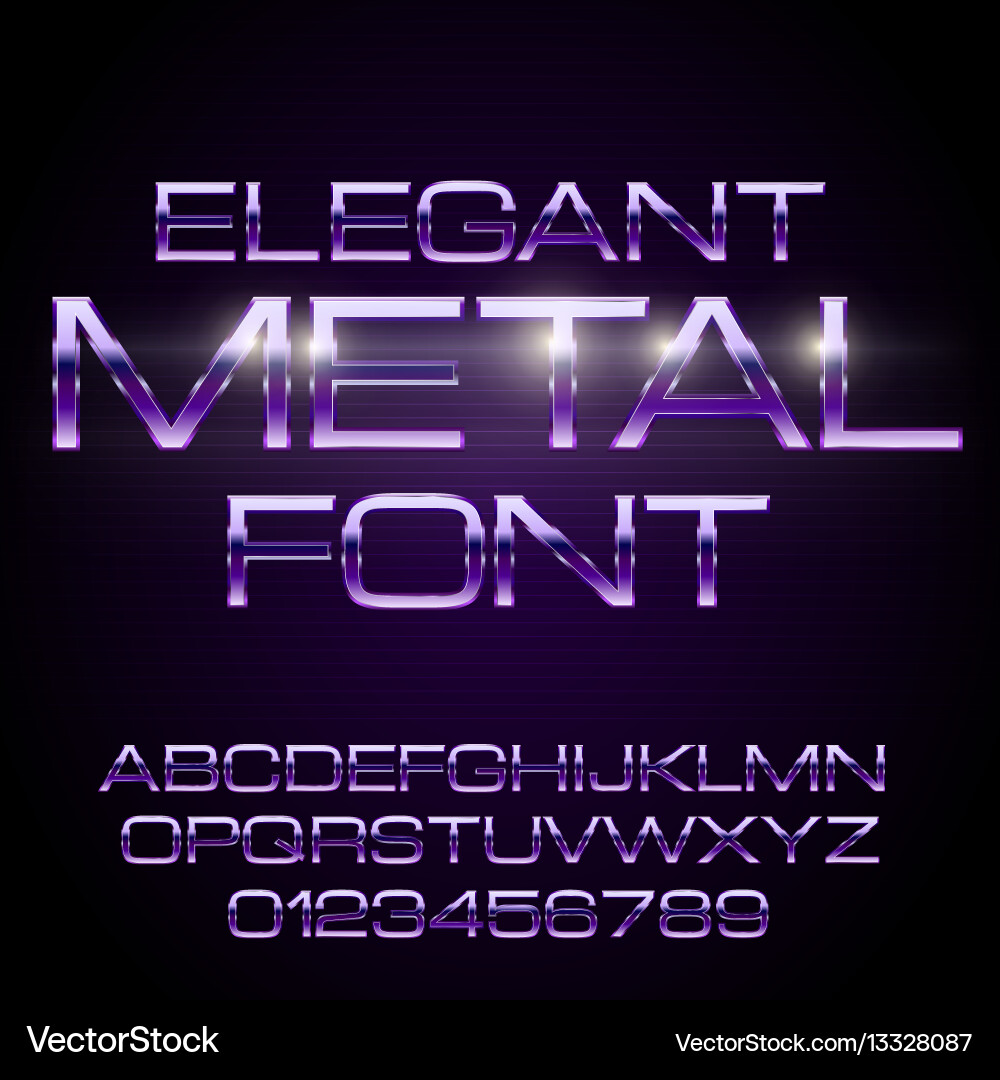 Metal Chrome Font - Elegant Script vector image