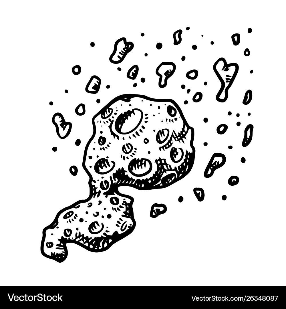 Meteorite in Space Sketch vector image
