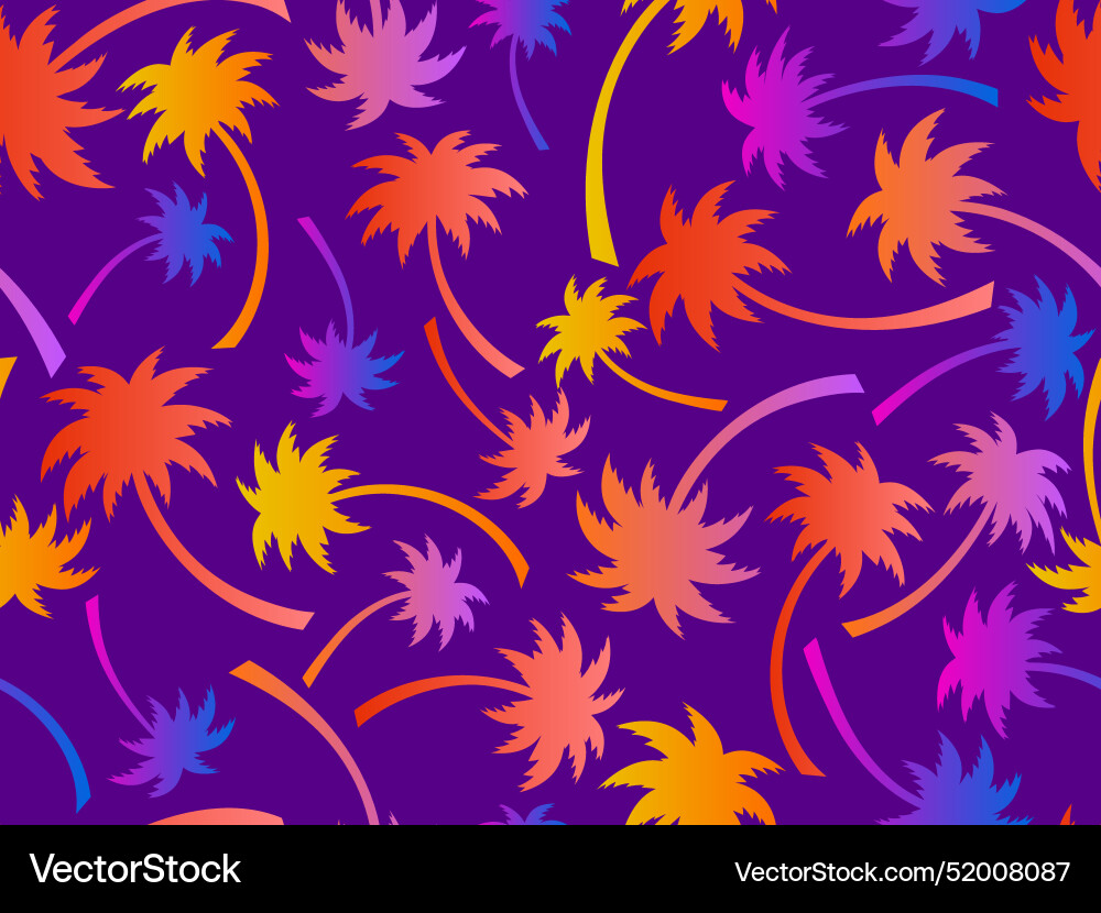 Palm trees seamless pattern colorful gradient Palm trees seamless pattern colorful gradient vector image