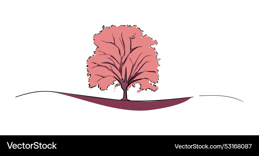 Red tree in continuous line art drawing style Red tree in continuous line art drawing style vector image