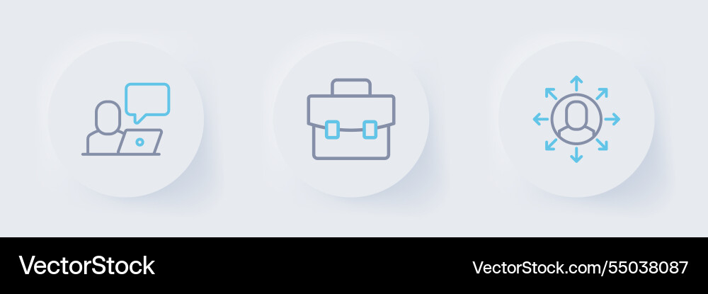 Set line multitasking manager working briefcase Set line multitasking manager working briefcase vector image