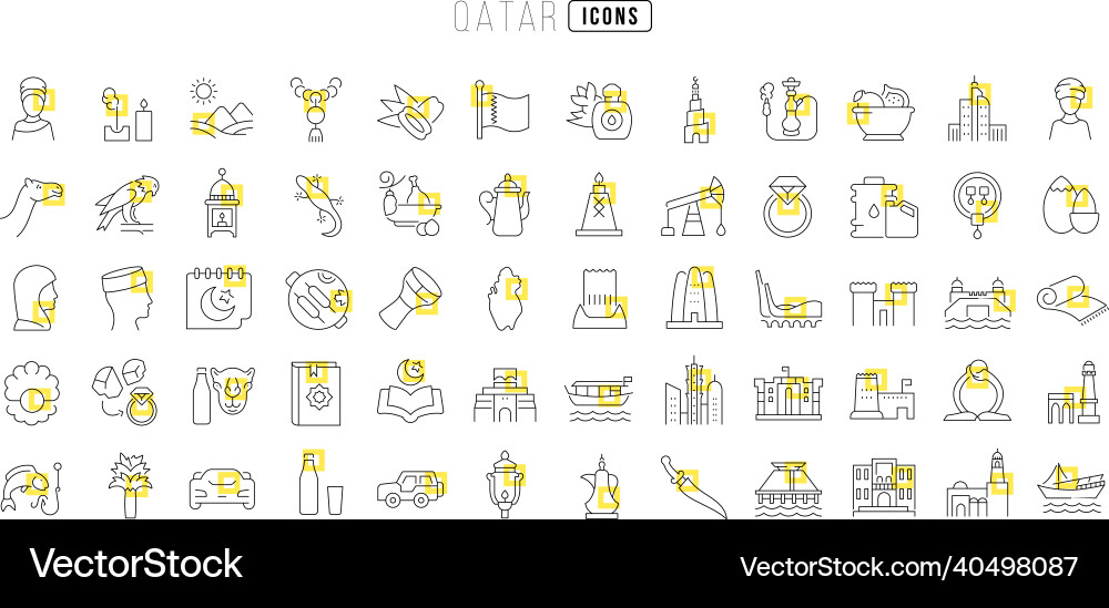 Set of linear icons qatar Set of linear icons qatar vector image