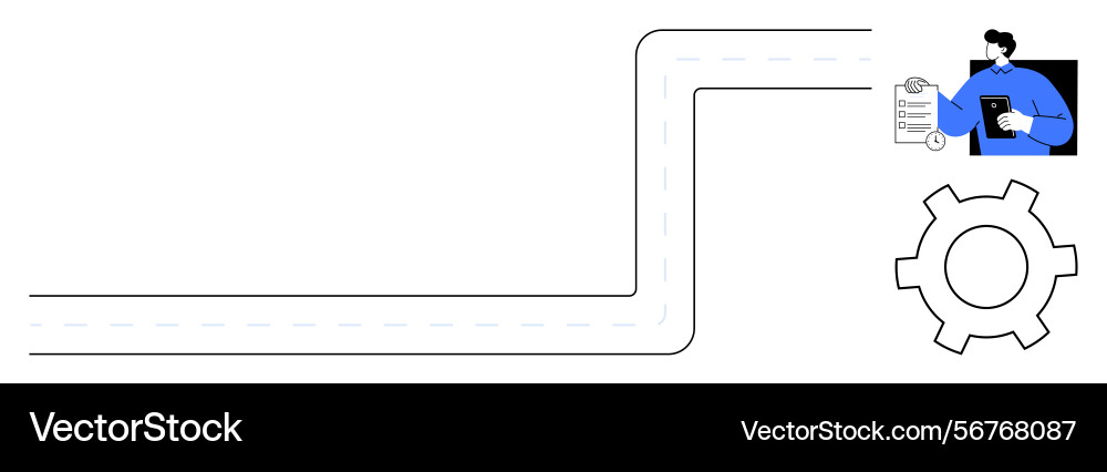 Workflow process with checklist and gear Workflow process with checklist and gear Vector Image