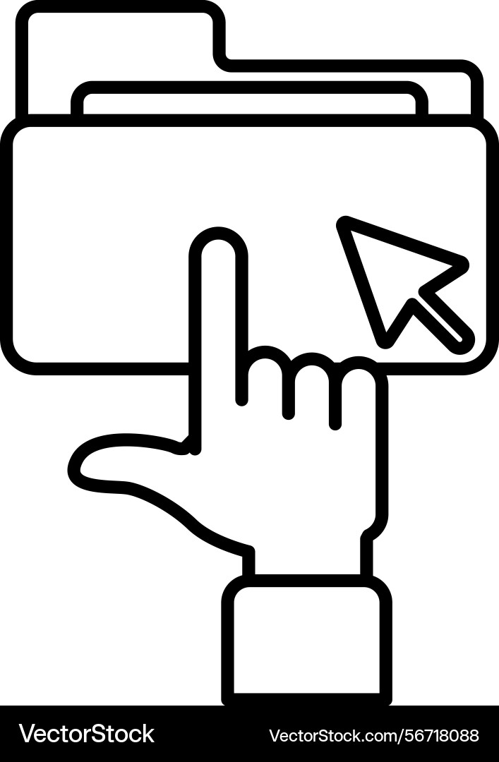 A hand pointing to folder on computer screen A hand pointing to folder on computer screen vector image
