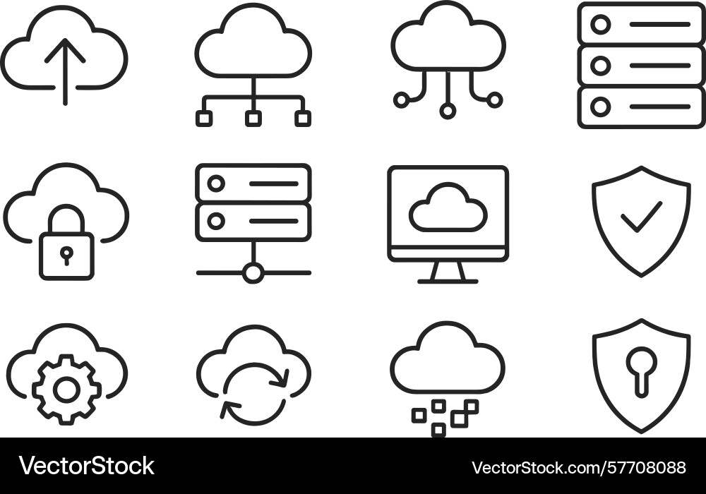 Collection of cloud computing icons Collection of cloud computing icons vector image