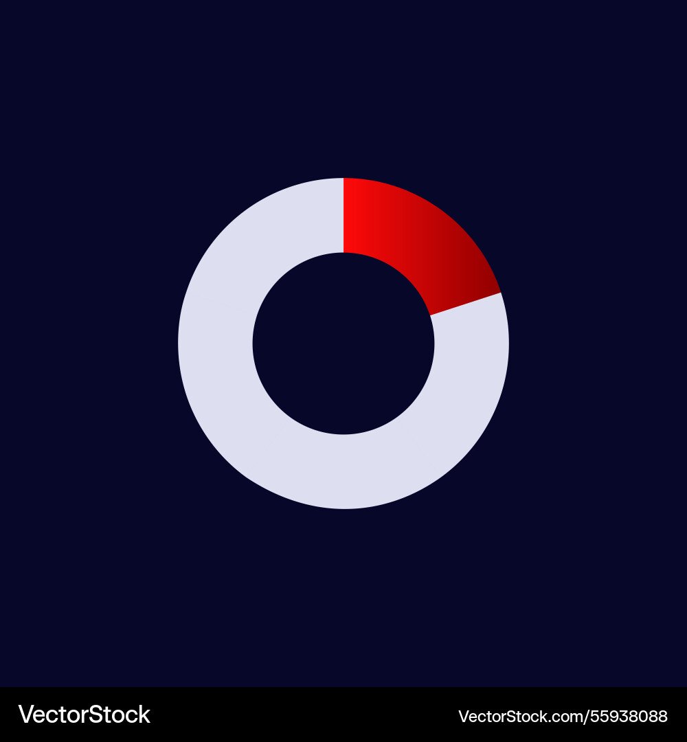 Gray circle with red segment symbolizing progress vector image