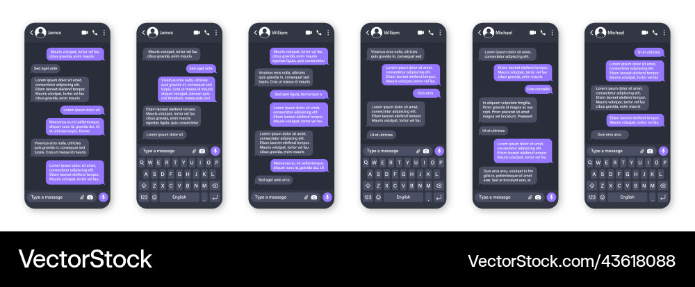 Messaging App Design Benutzeroberfläche sms text Messaging App Design Benutzeroberfläche sms text vektorbild