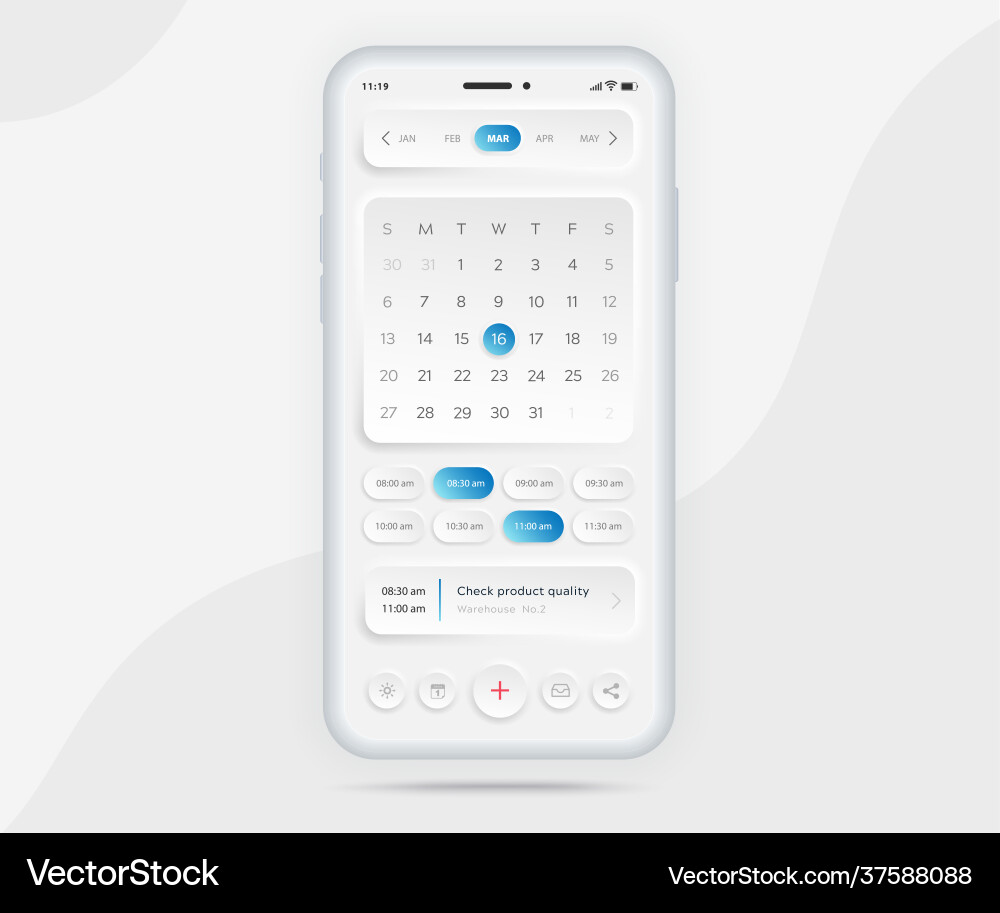 Mobile app calendar planner schedule agenda annual Mobile app calendar planner schedule agenda annual vector image