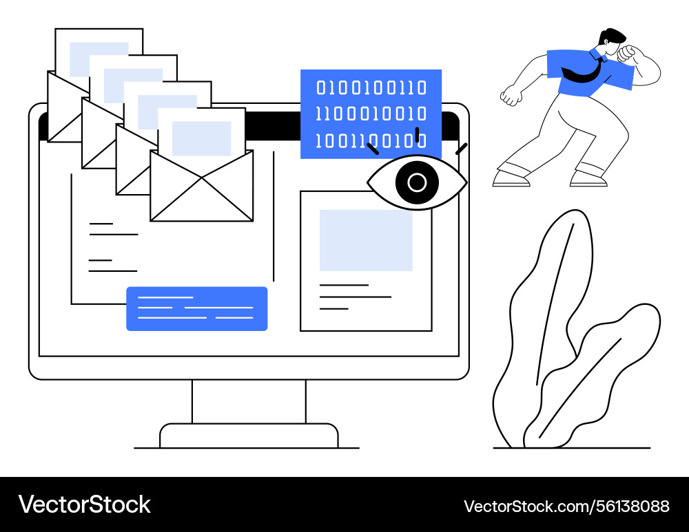 Online security monitoring of emails and data Online security monitoring of emails and data vector image