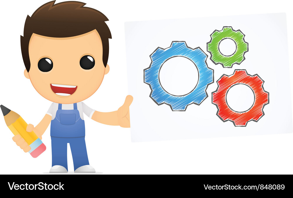 Cartoon Mechanic Repair Crew Vector Image