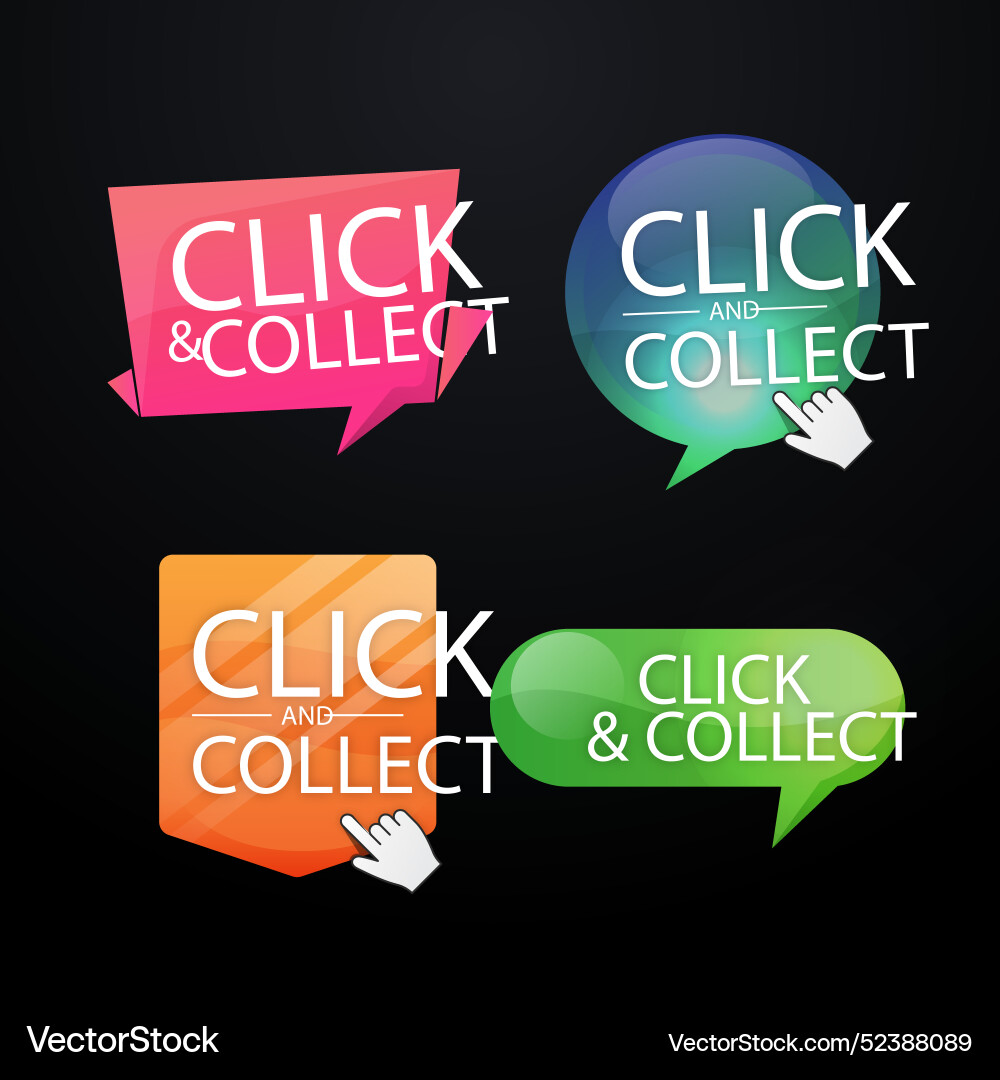Click and collect button collection vector image