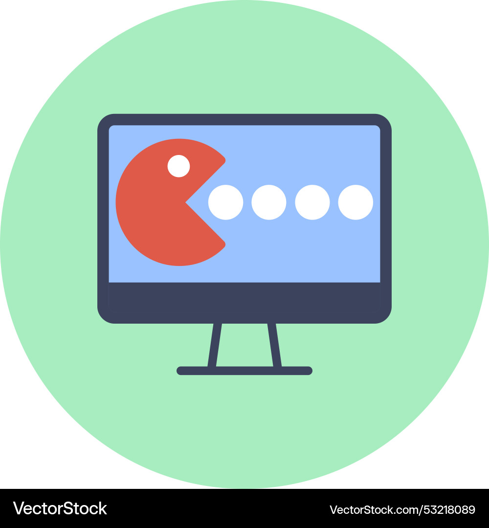 Computer game flat circle icon Vector Image