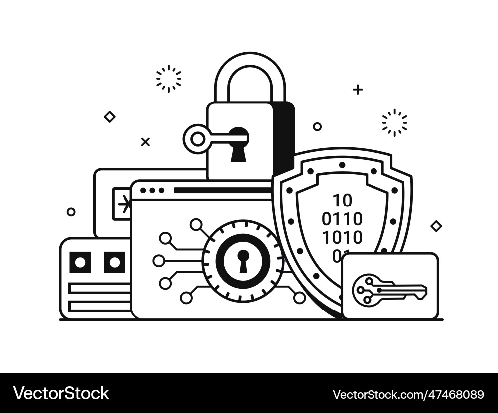 Cybersecurity Data Storage & Encryption vector image