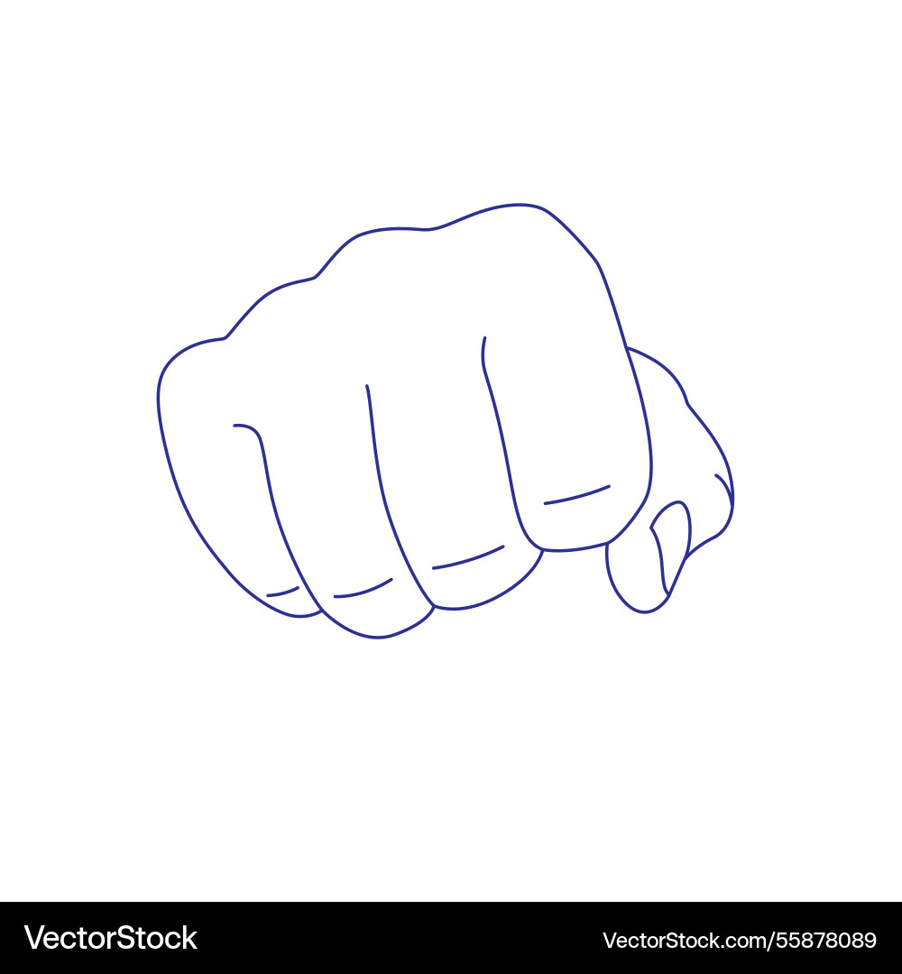 Hand gesture sign language contour index middle Vector Image