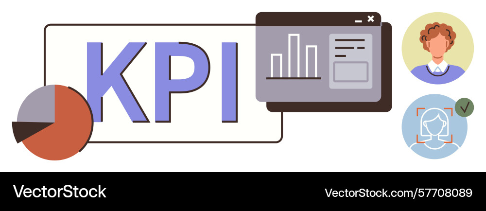 Kpi analysis with pie chart graphs and user Kpi analysis with pie chart graphs and user vector image