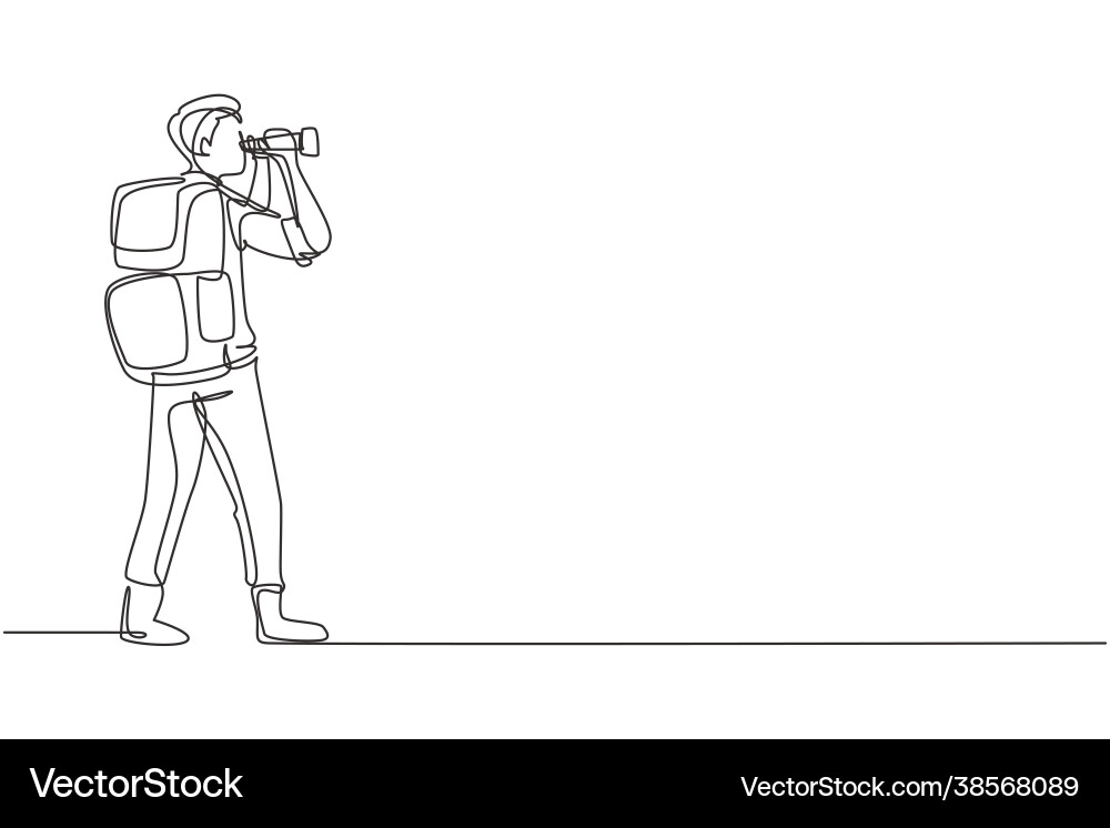 Lone Adventurer with Binoculars Vector Image