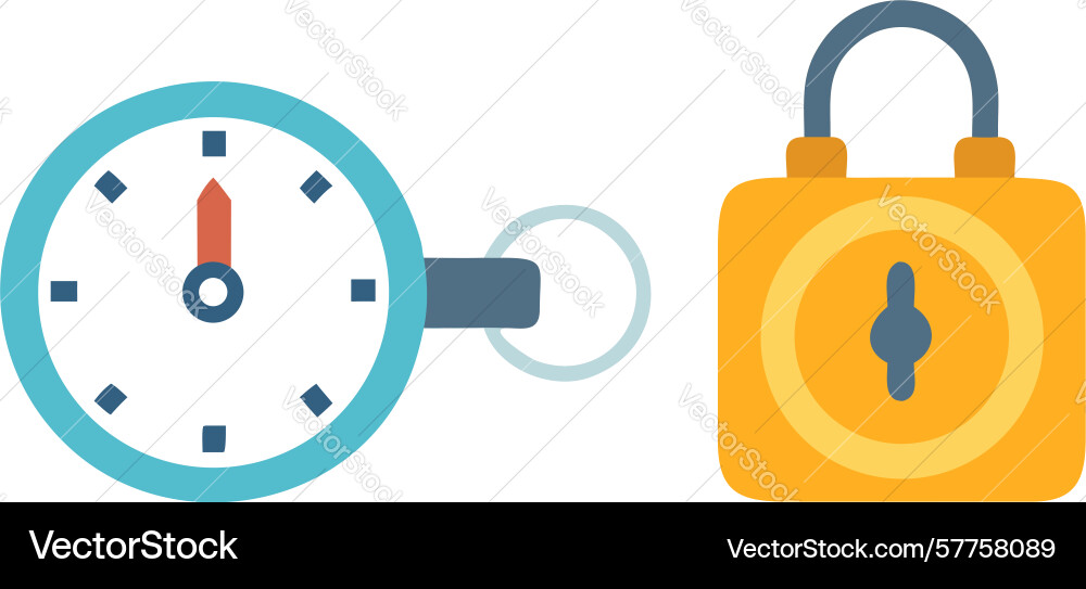 Secure limited access padlock icon with timer vector image