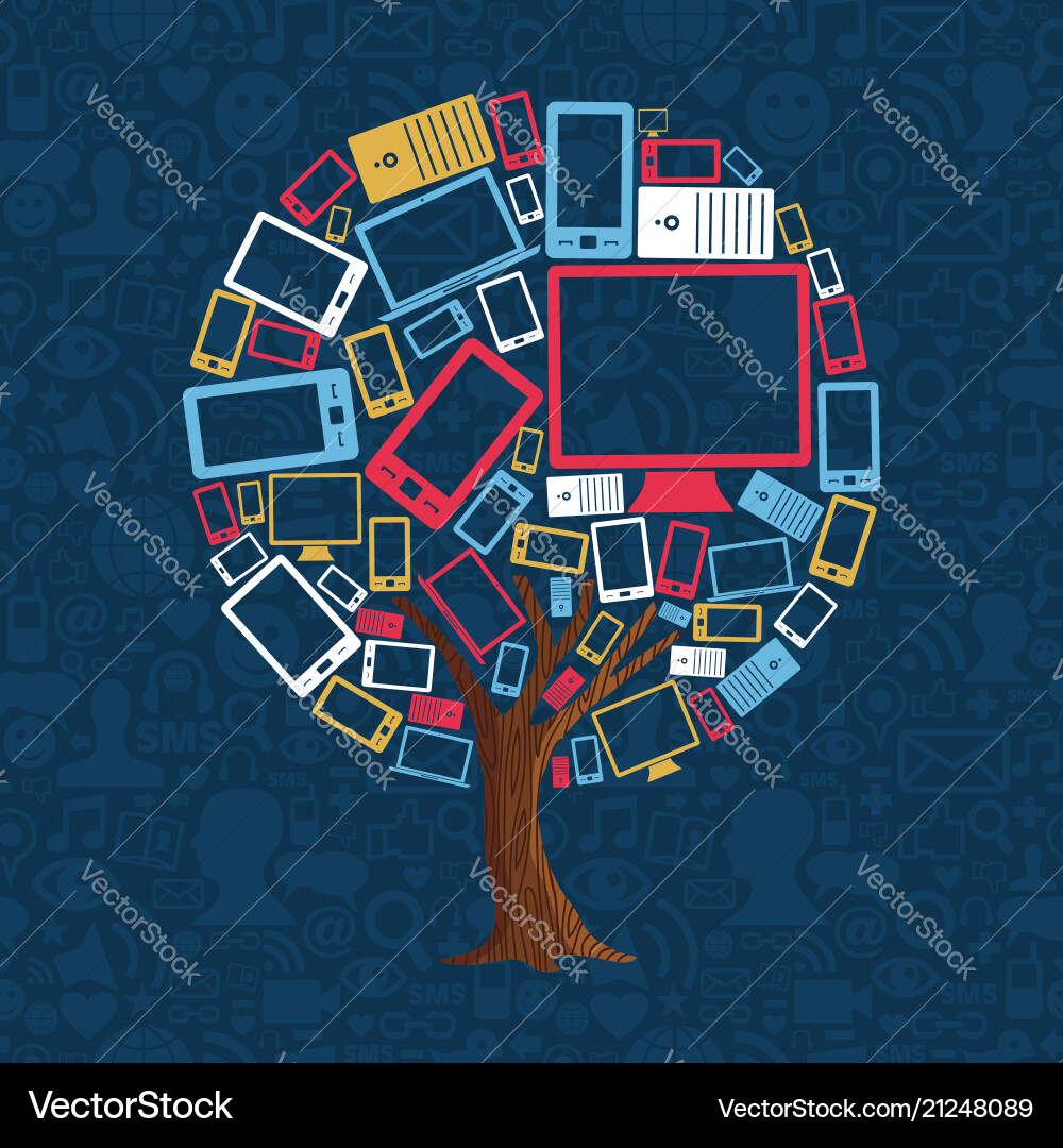 Technology device tree for internet concept Technology device tree for internet concept vector image