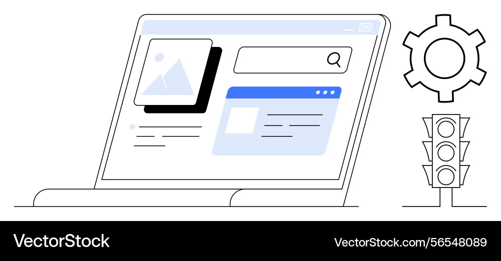 Webpage search results with browser interface Webpage search results with browser interface vector image